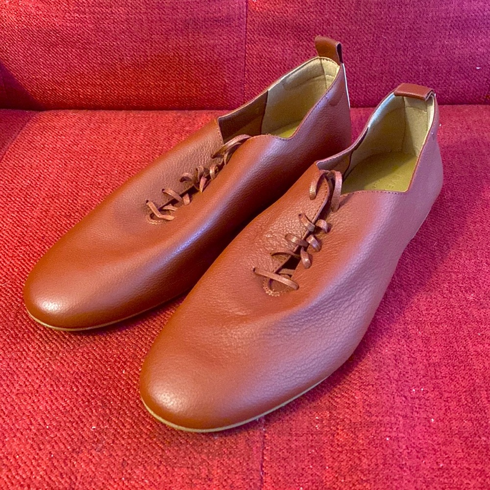Everlane The Leather Lace-up Flat NEVER WORN